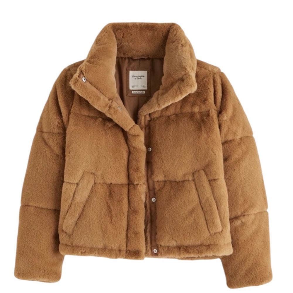 Abercrombie & Fitch Brown Faux Fur Puffer Jacket